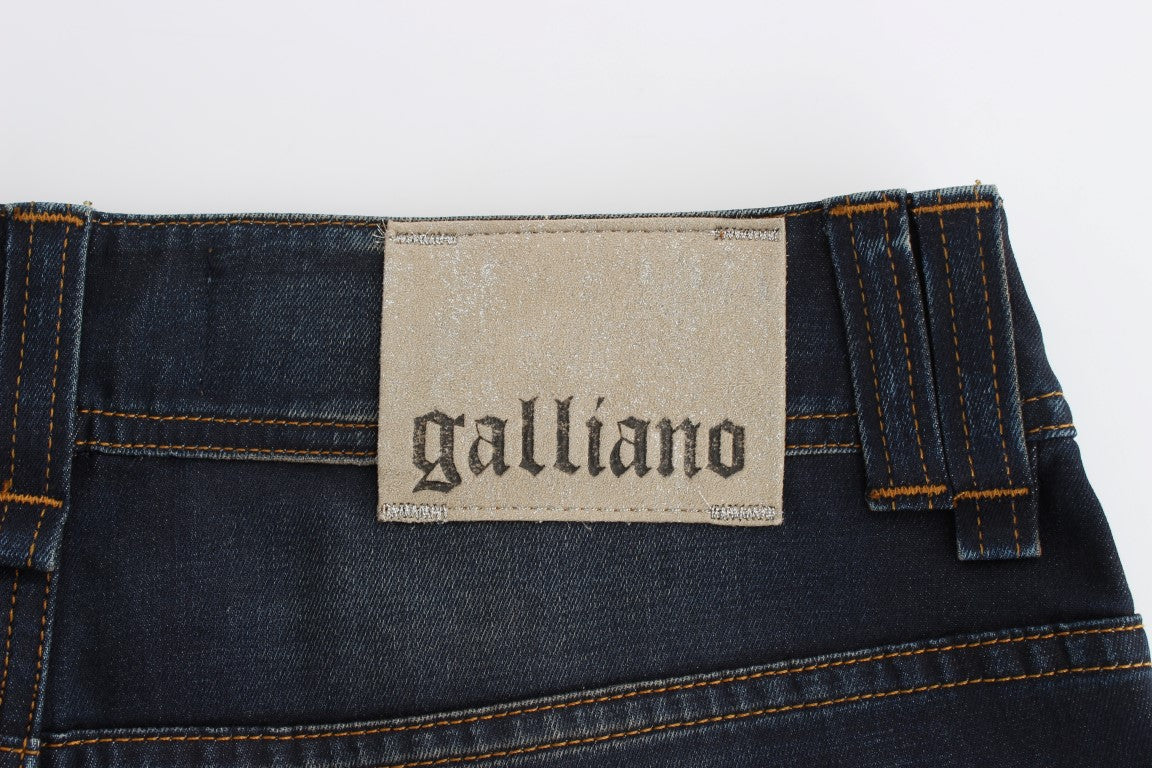 John Galliano Blue Wash Cotton Blend Boyfriend Fit Jeans John Galliano