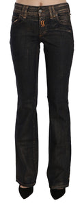 John Galliano Black Washed Mid Waist Flared Denim Pants Cotton John Galliano