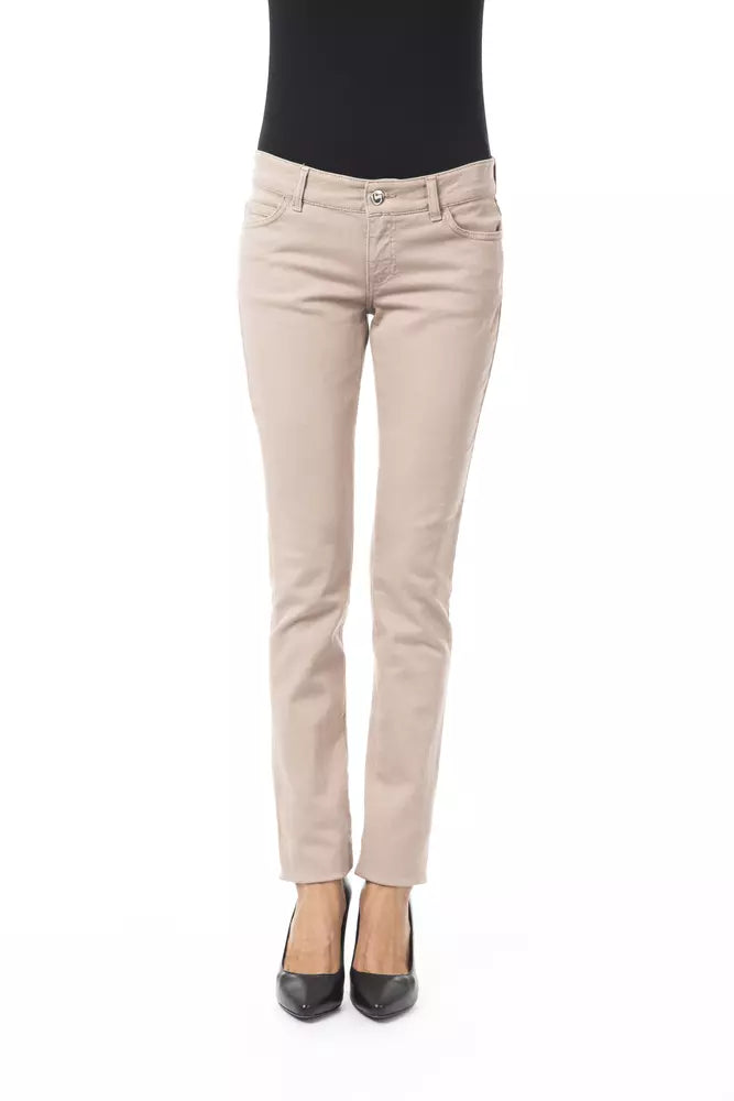 BYBLOS Beige Cotton Women Pant with Back Pocket Chain - BrandFit 88