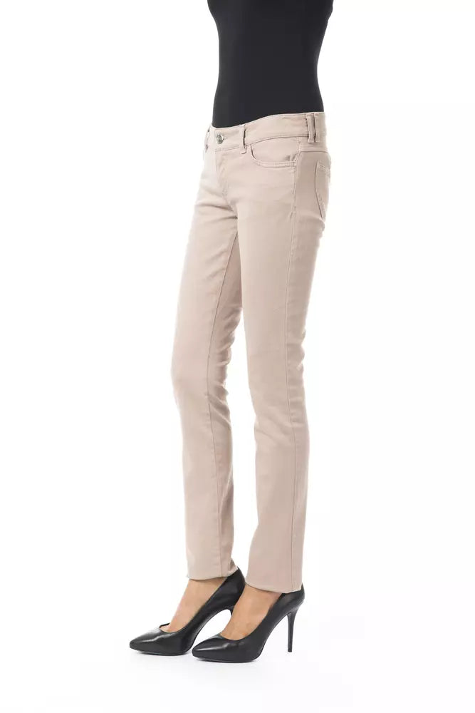BYBLOS Beige Cotton Women Pant with Back Pocket Chain - BrandFit 88