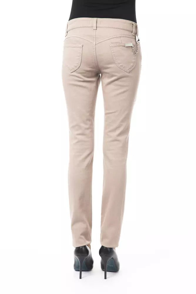 BYBLOS Beige Cotton Women Pant with Back Pocket Chain - BrandFit 88
