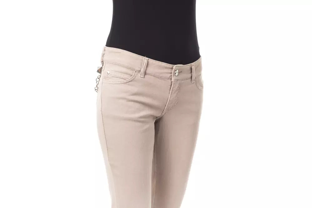 BYBLOS Beige Cotton Women Pant with Back Pocket Chain - BrandFit 88