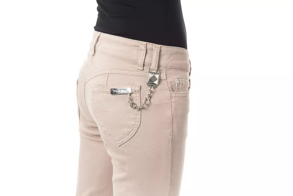 BYBLOS Beige Cotton Women Pant with Back Pocket Chain - BrandFit 88