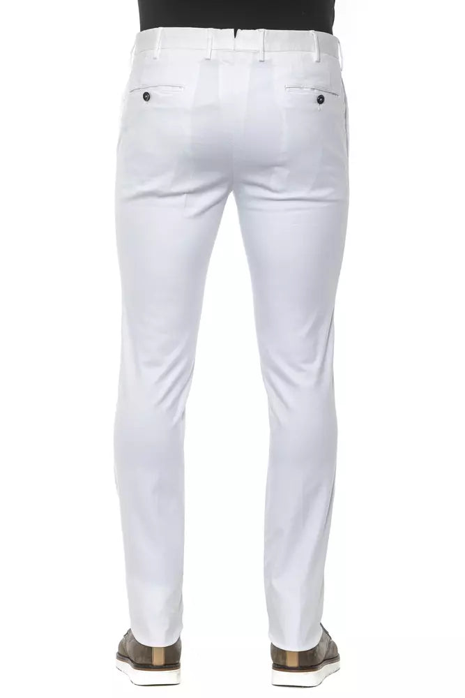 PT Torino White Cotton Men Slim Trouser