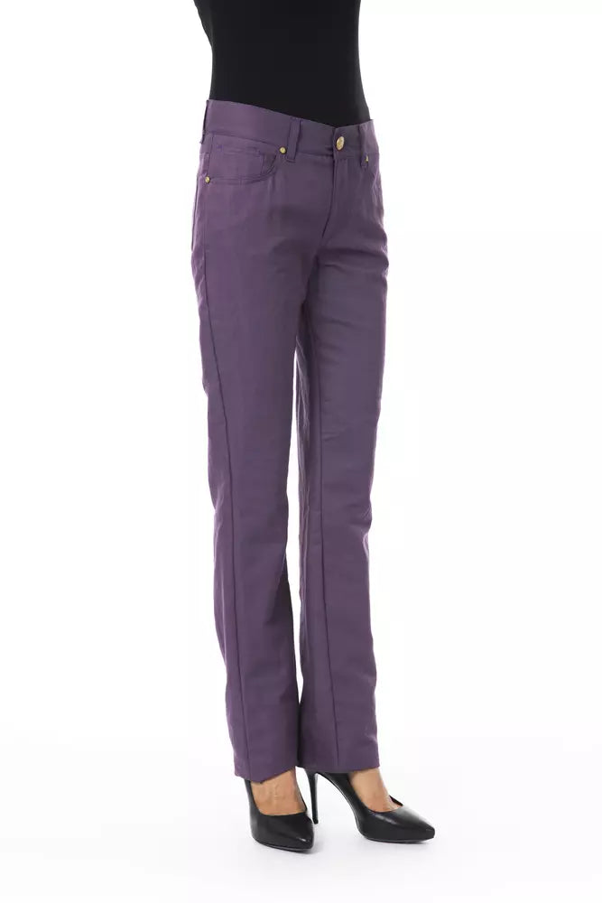 BYBLOS Purple Cotton Women Pant - BrandFit 88