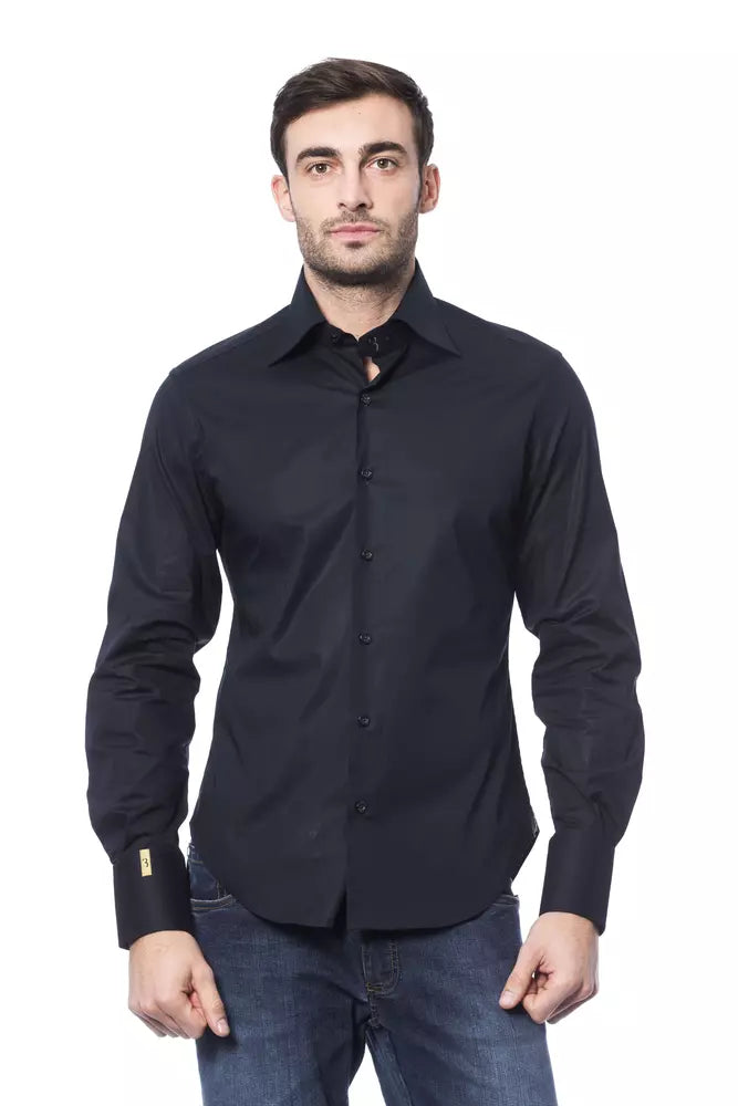 Billionaire Italian Couture Blue Cotton Men Shirt - BrandFit 88