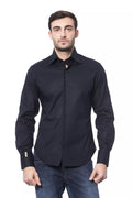 Billionaire Italian Couture Blue Cotton Men Shirt - BrandFit 88