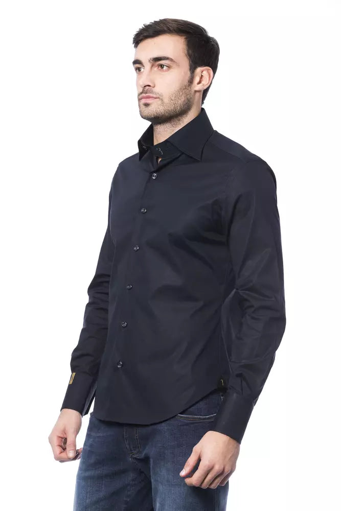 Billionaire Italian Couture Blue Cotton Men Shirt - BrandFit 88