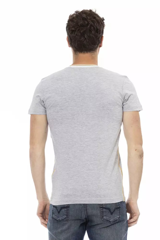 Trussardi Action Gray Cotton Men's V-Neck T-Shirt