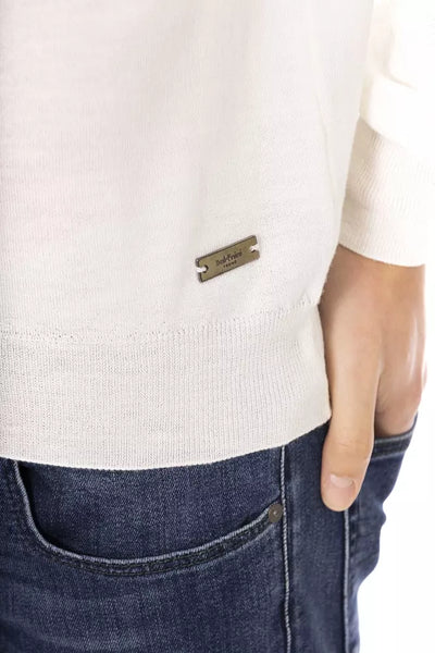 Baldinini Trend White Fabric Men Turtleneck Sweater