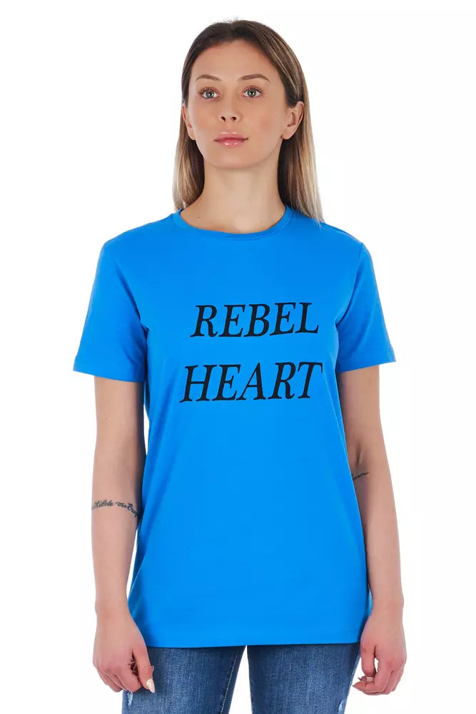 Frankie Morello Light Blue Cotton Women T-Shirt - BrandFit 88