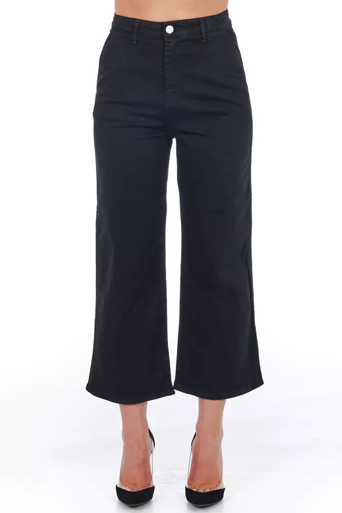 Frankie Morello Black Cotton Women Cropped Trouser - BrandFit 88