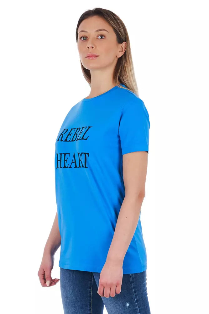 Frankie Morello Light Blue Cotton Women T-Shirt - BrandFit 88