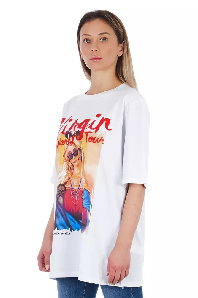 Frankie Morello White Cotton Women T-Shirt - BrandFit 88