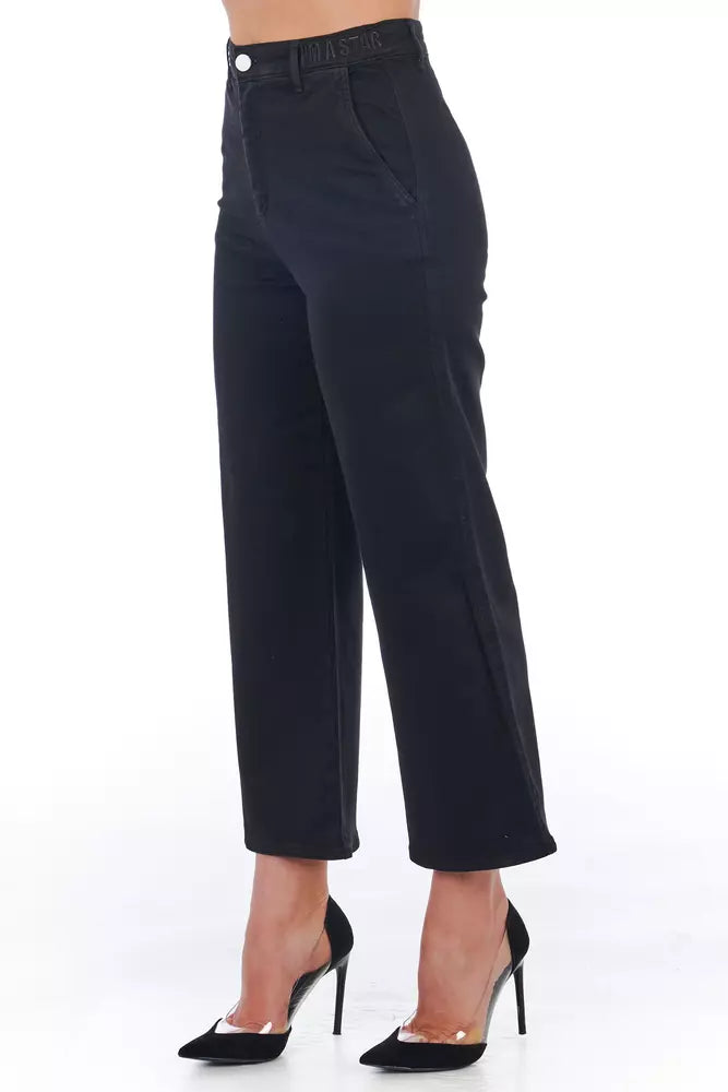 Frankie Morello Black Cotton Women Cropped Trouser - BrandFit 88