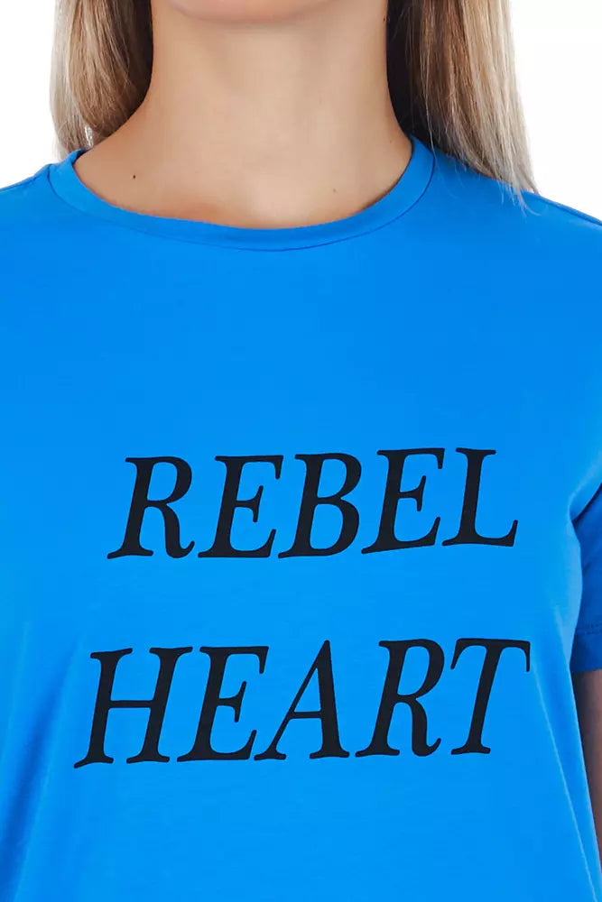 Frankie Morello Light Blue Cotton Women T-Shirt - BrandFit 88