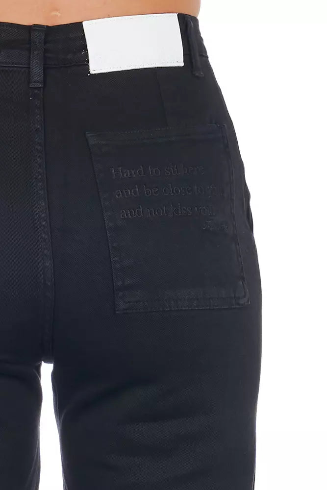 Frankie Morello Black Cotton Women Cropped Trouser - BrandFit 88