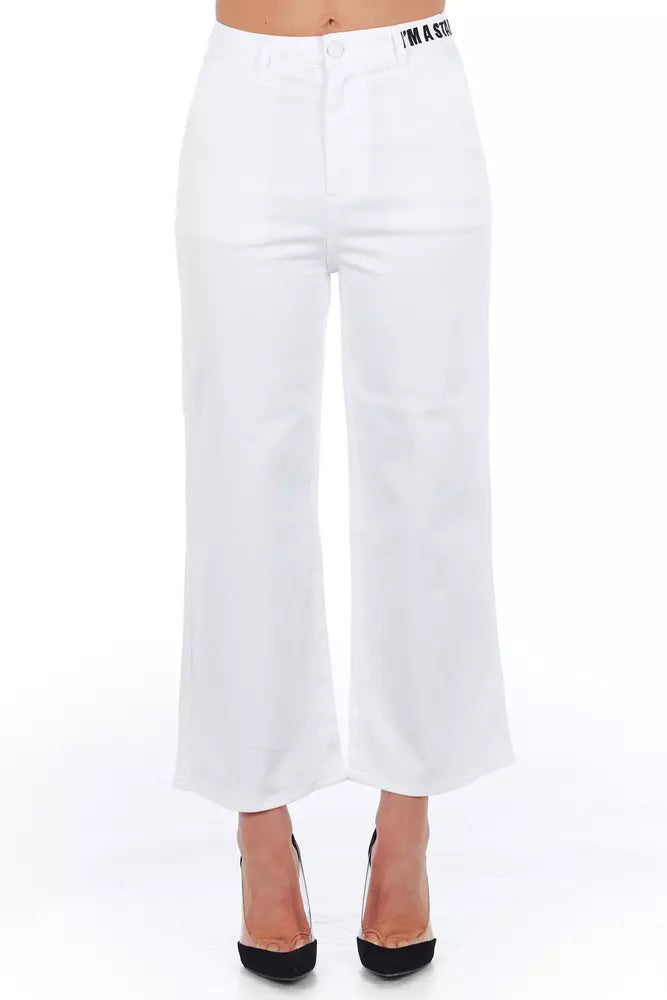 Frankie Morello White Cotton Women Cropped Trouser - BrandFit 88
