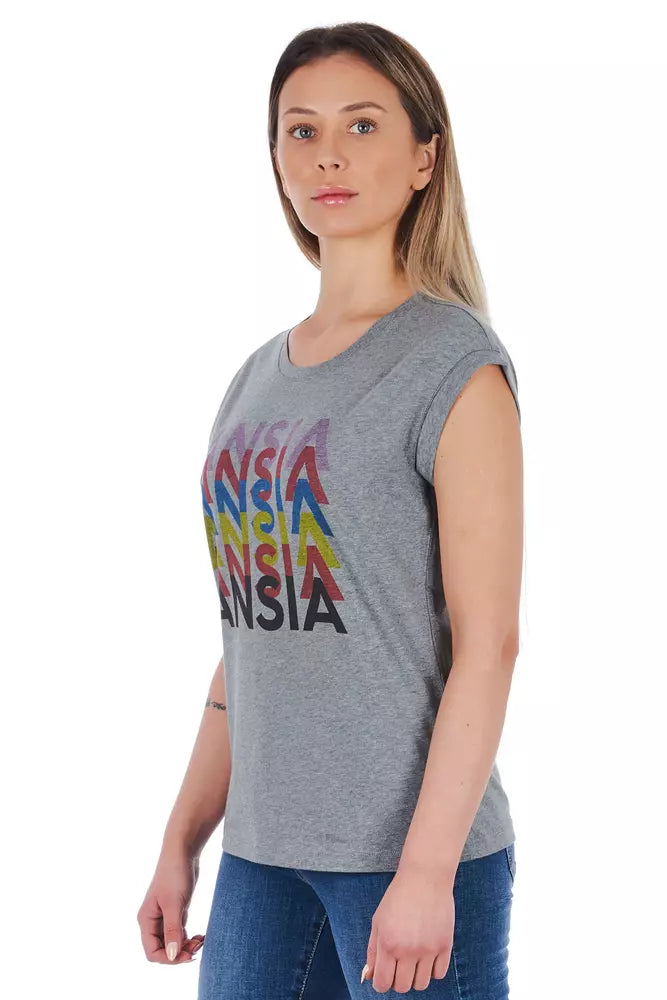 Frankie Morello Gray Cotton Women T-Shirt - BrandFit 88