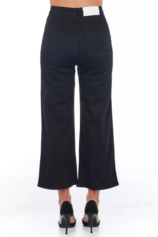 Frankie Morello Black Cotton Women Cropped Trouser - BrandFit 88