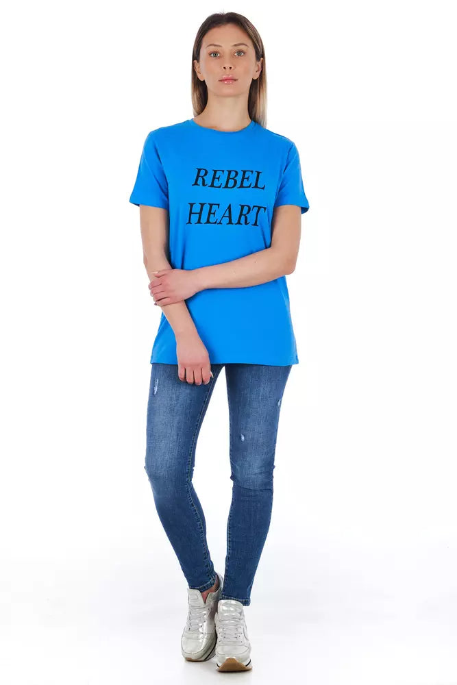 Frankie Morello Light Blue Cotton Women T-Shirt - BrandFit 88