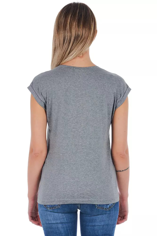 Frankie Morello Gray Cotton Women T-Shirt - BrandFit 88