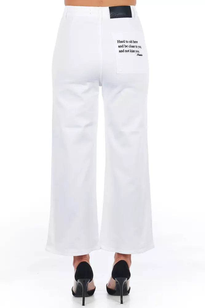 Frankie Morello White Cotton Women Cropped Trouser - BrandFit 88