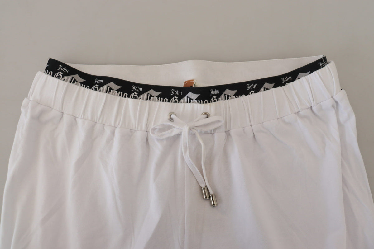 John Galliano White Cotton Logo Loose Men Pants John Galliano