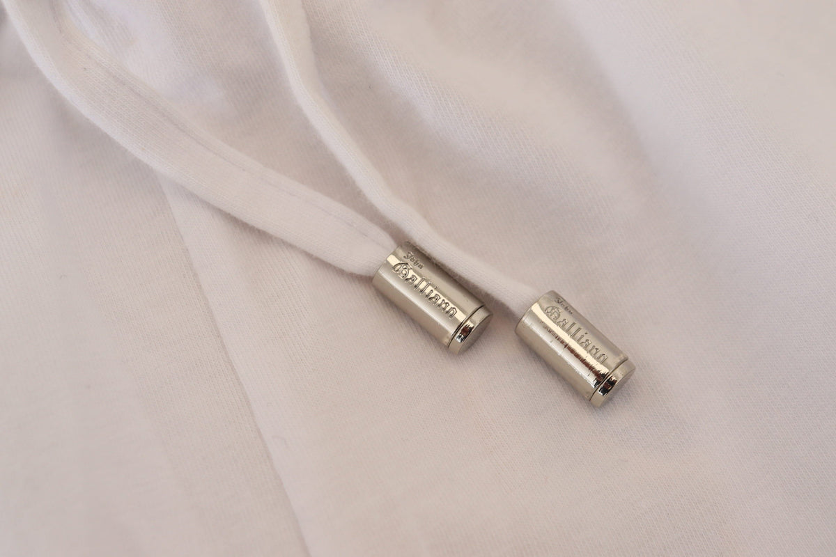 John Galliano White Cotton Logo Loose Men Pants John Galliano