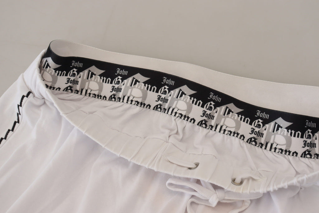 John Galliano White Cotton Logo Loose Men Pants John Galliano