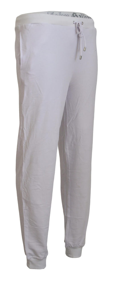 John Galliano White Cotton Logo Mens Jogger Pants