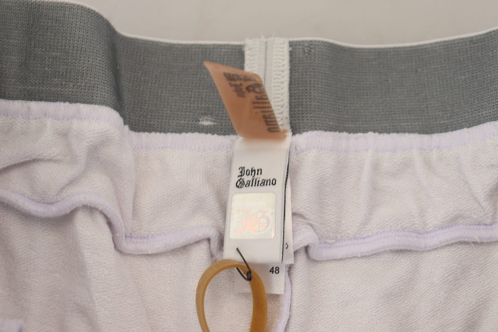 John Galliano White Cotton Logo Mens Jogger Pants John Galliano