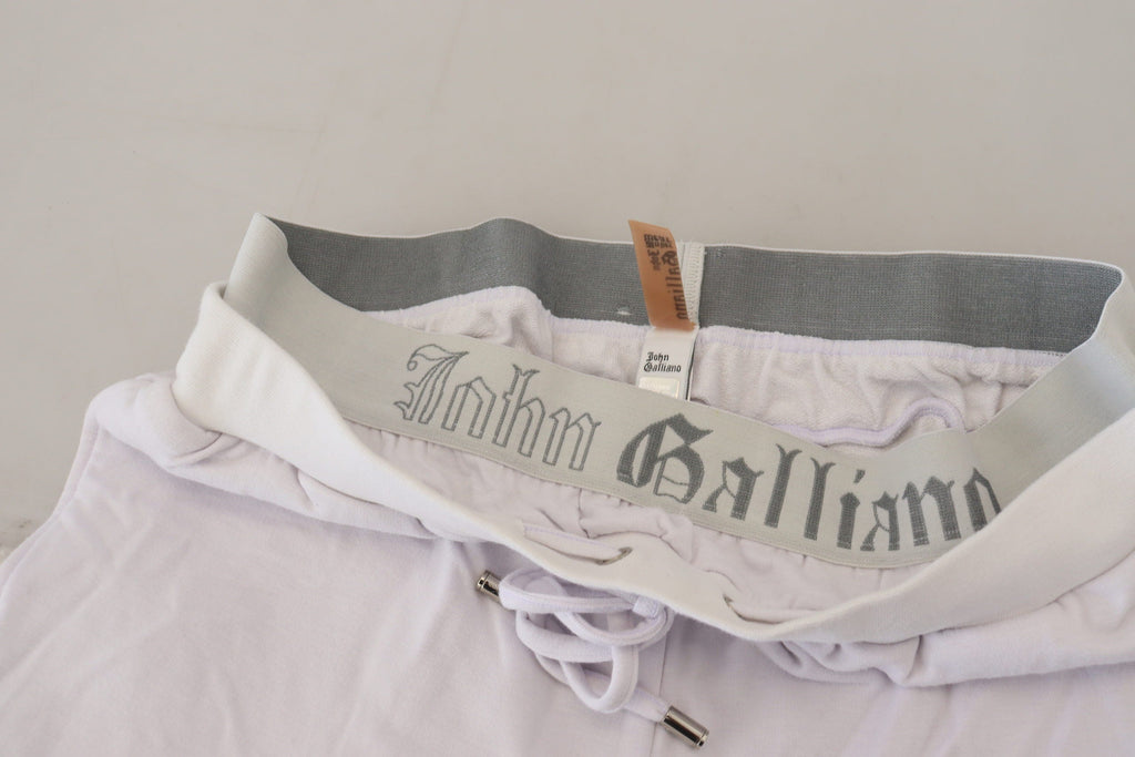 John Galliano White Cotton Logo Mens Jogger Pants John Galliano
