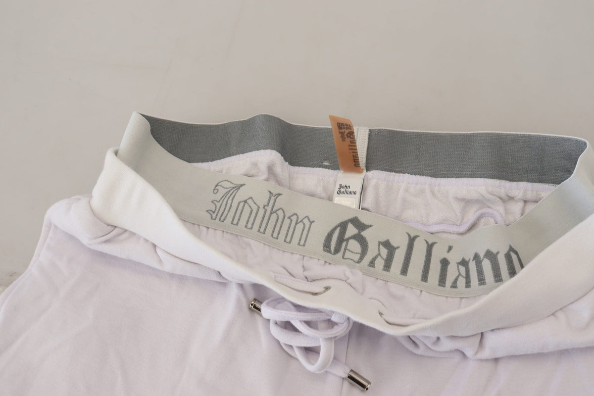 John Galliano White Cotton Logo Mens Jogger Pants John Galliano