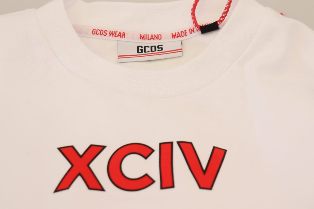 GCDS White Logo Print Cotton Short Sleeves T-shirt GCDS