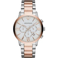 Emporio Armani Silver and Bronze Steel Chronograph Watch Emporio Armani