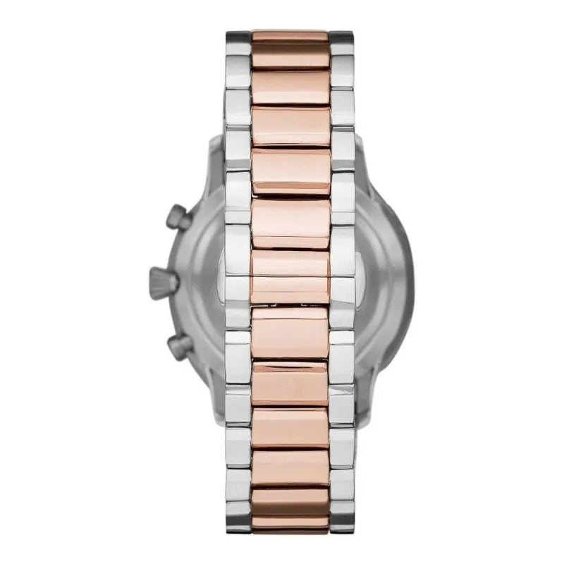 Emporio Armani Silver and Bronze Steel Chronograph Watch Emporio Armani