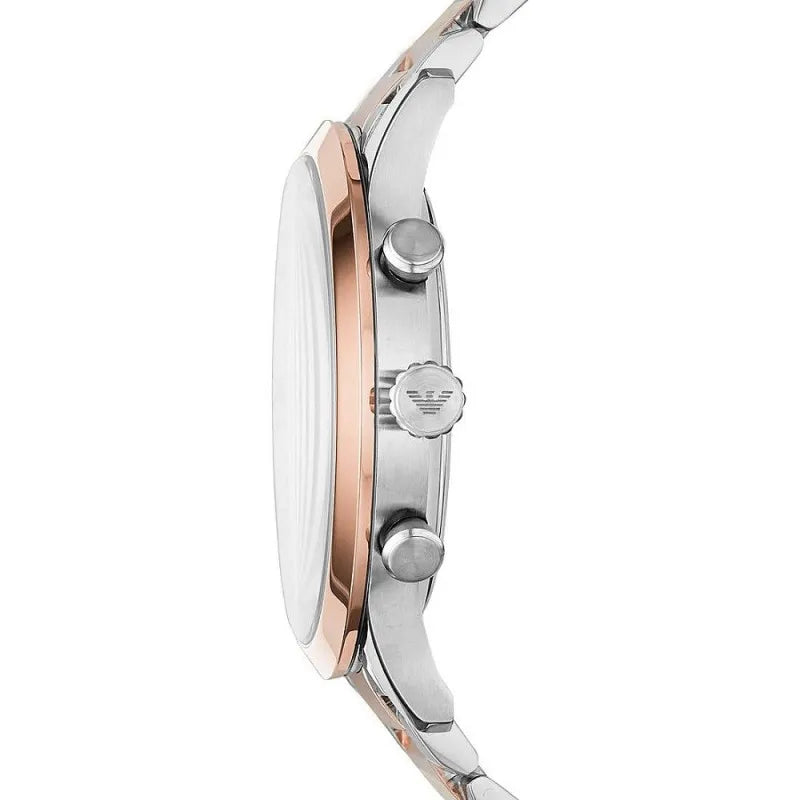Emporio Armani Silver and Bronze Steel Chronograph Watch Emporio Armani