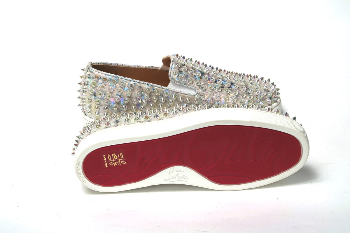 Christian Louboutin White Ab/Clear Ab Roller Boat Woman Flat Sneaker - BrandFit 88