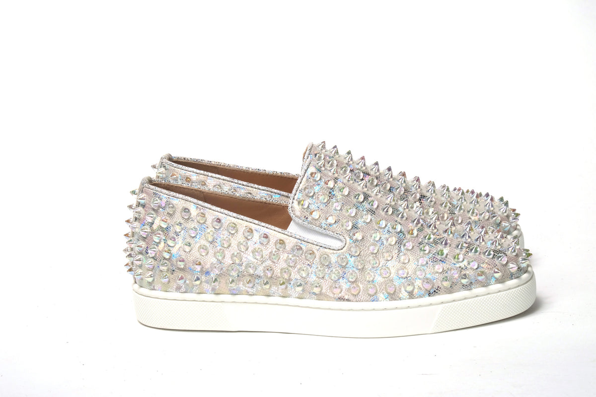 Christian Louboutin White Ab/Clear Ab Roller Boat Woman Flat Sneaker - BrandFit 88