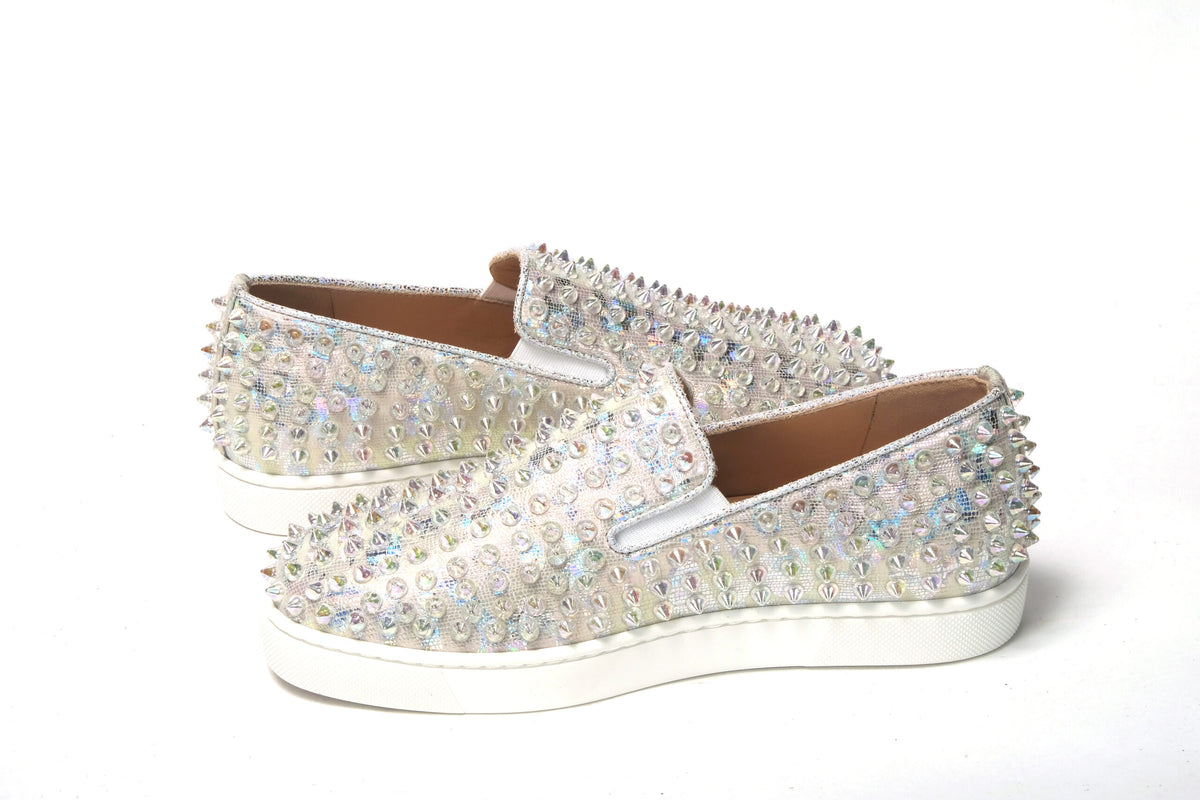 Christian Louboutin White Ab/Clear Ab Roller Boat Woman Flat Sneaker - BrandFit 88