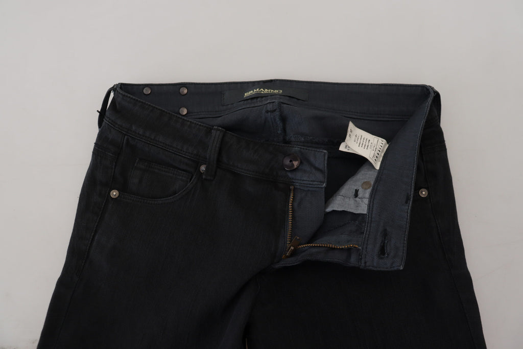 Ermanno Scervino Black Cotton Slim Fit Women Denim Jeans