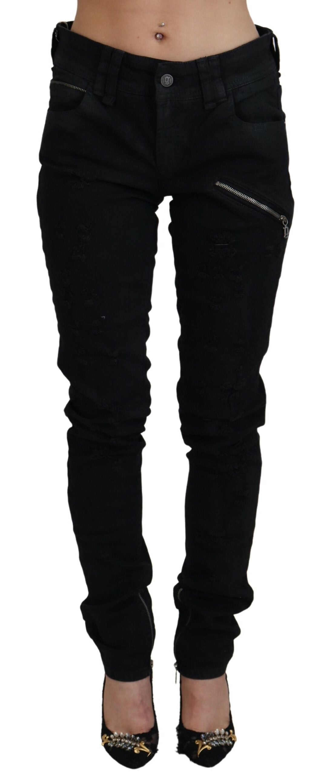 John Galliano Black Cotton Mid Waist Skinny Slim Fit Denim Jeans - BrandFit 88