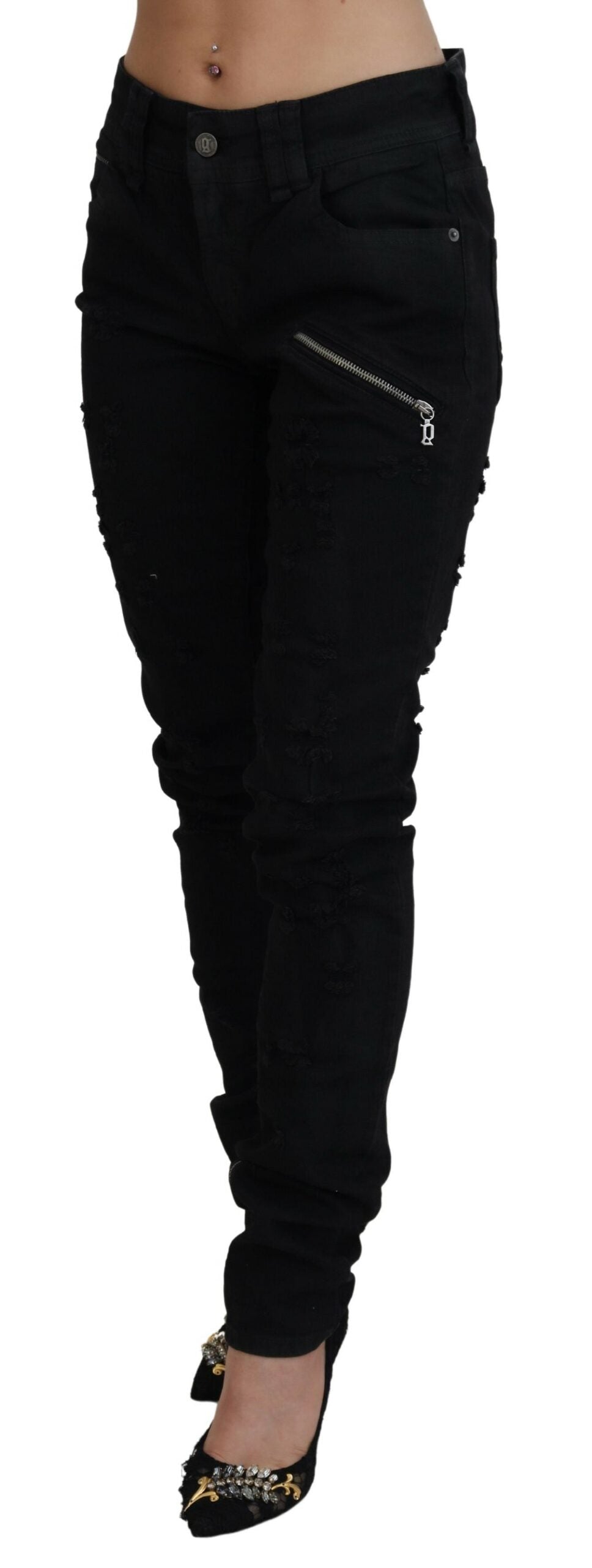 John Galliano Black Cotton Mid Waist Skinny Slim Fit Denim Jeans - BrandFit 88