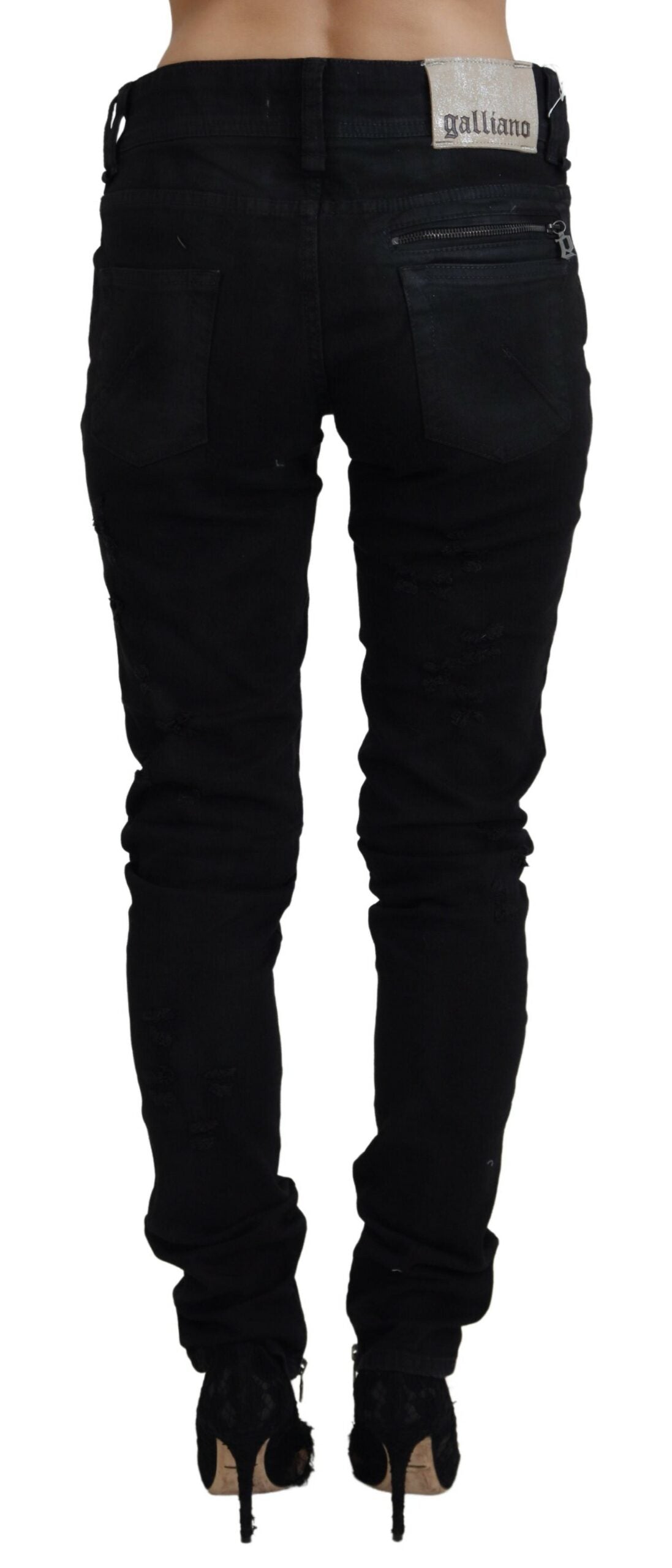 John Galliano Black Cotton Mid Waist Skinny Slim Fit Denim Jeans - BrandFit 88