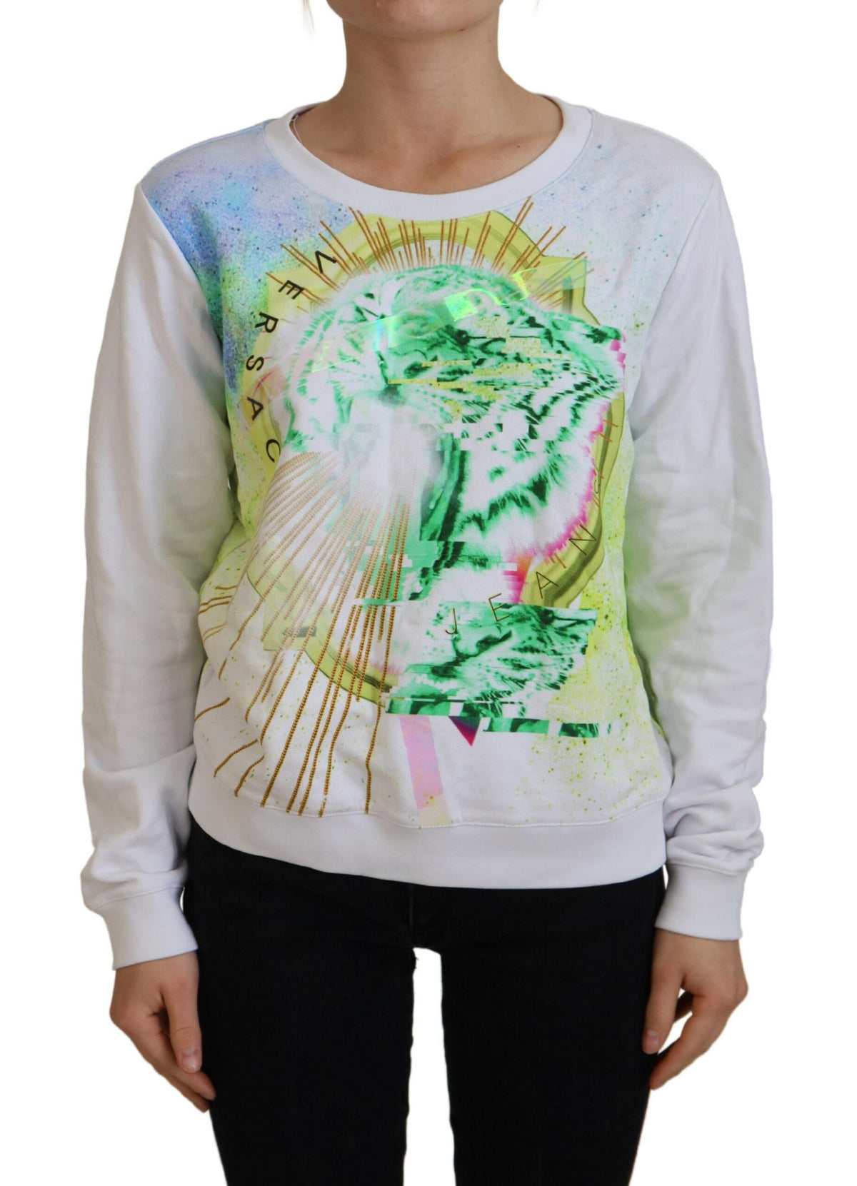 Versace Jeans White Graphic Print Long Sleeves Sweater - BrandFit 88