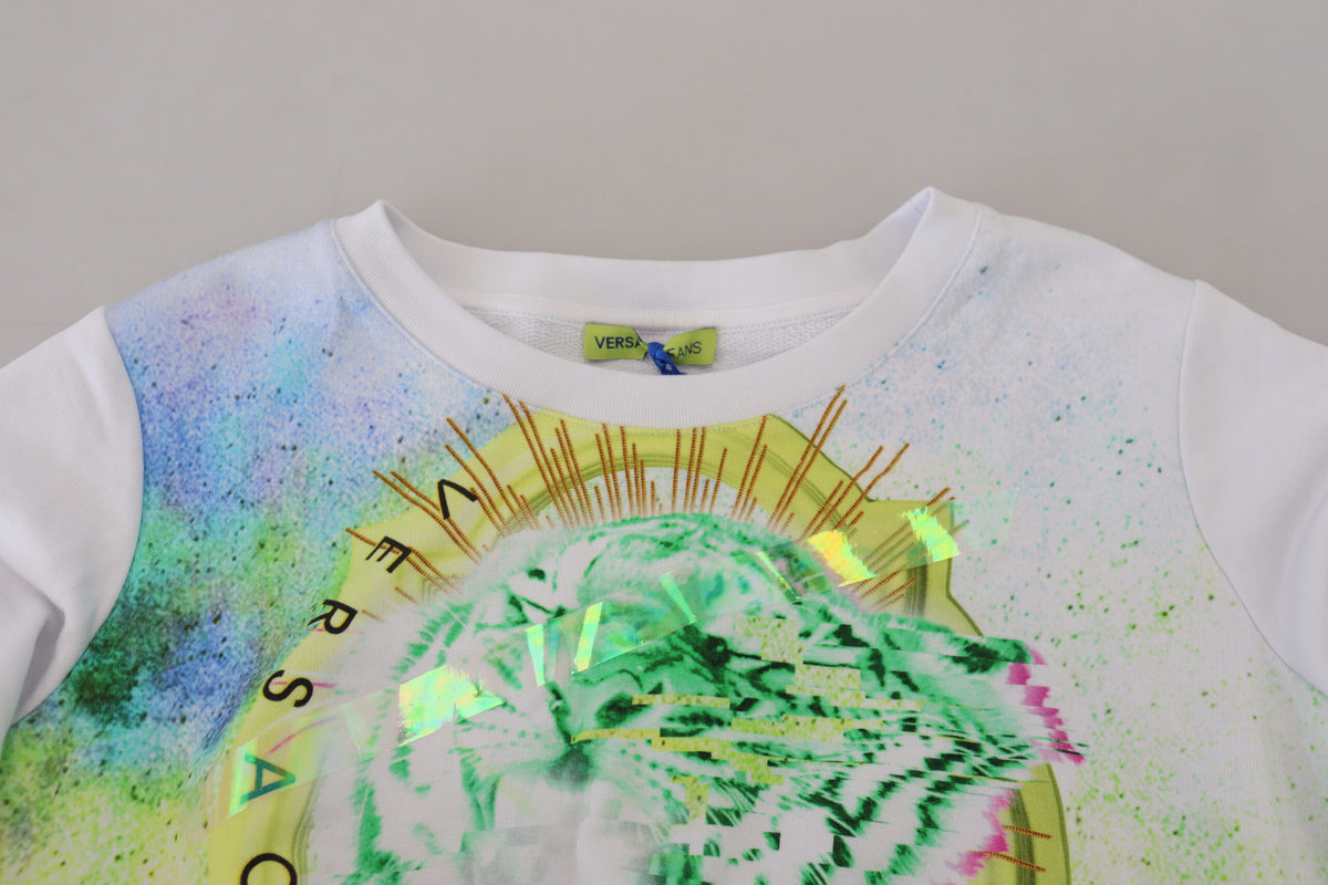 Versace Jeans White Graphic Print Long Sleeves Sweater - BrandFit 88
