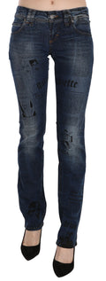 John Galliano Blue Newspaper Print Low Waist Skinny Denim Pants - BrandFit 88
