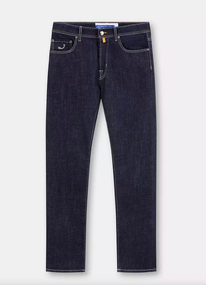Jacob Cohen Blue Cotton Men Jeans with Straight Leg Cut