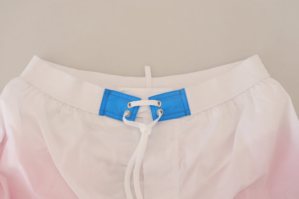 Dsquared² White Pink Logo Print Men Beachwear Shorts Swimwear - BrandFit 88